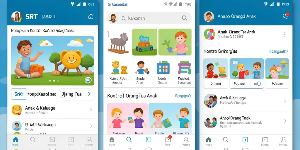 Tampilan antarmuka utama 5RT dengan fitur Kontrol Orang Tua Anak.