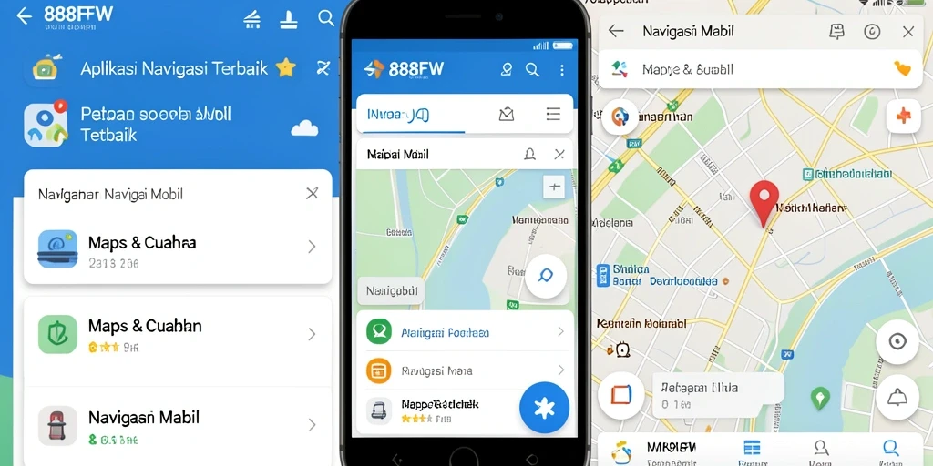 Screenshot tampilan antarmuka aplikasi Navigasi Mobil 888FW.