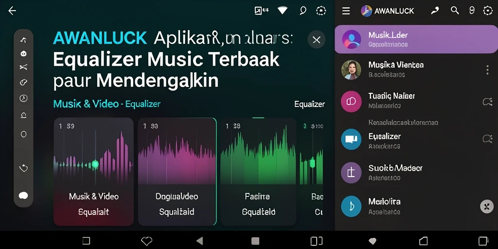 Antarmuka AWANLUCK menampilkan fitur Equalizer yang canggih.