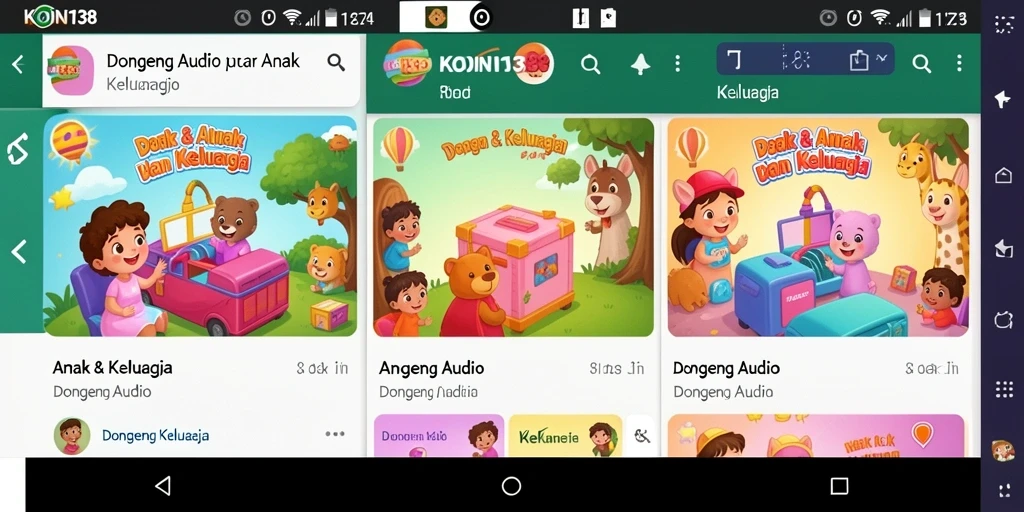 Antarmuka aplikasi KOIN138 yang ramah anak dan menarik.
