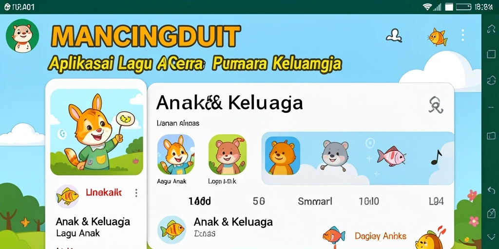 Antarmuka MANCINGDUIT yang menyenangkan dan berwarna-warni untuk anak-anak.