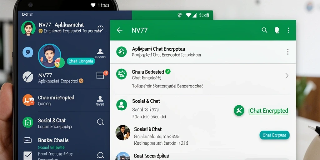 Tampilan utama NV77 dengan fitur chat terproteksi.