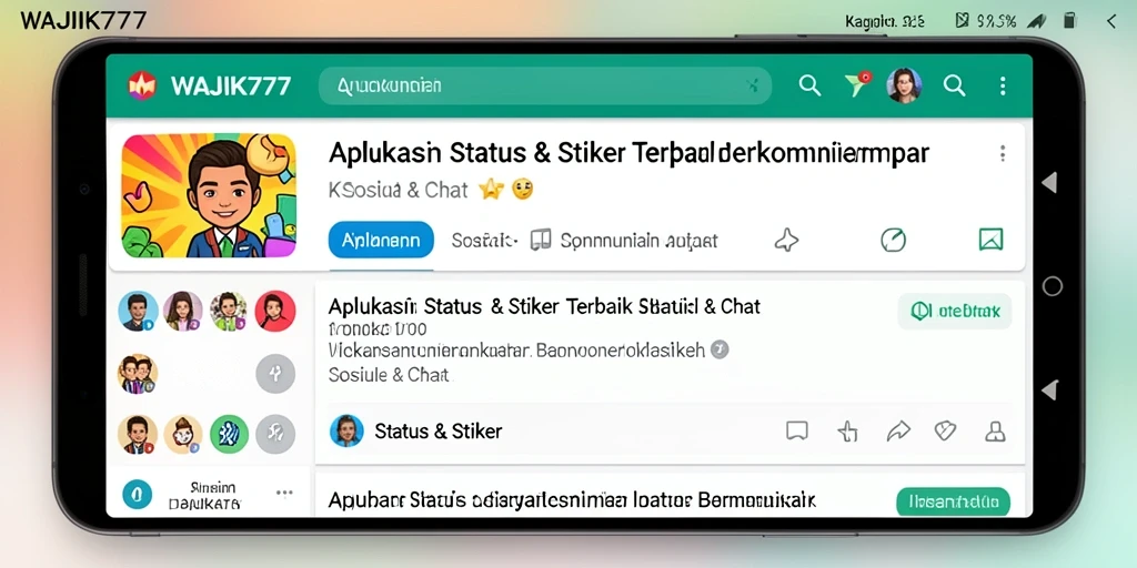 Screenshot antarmuka WAJIK777 menampilkan koleksi stiker yang beragam.